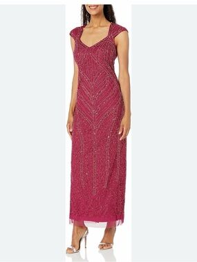 Adrianna Papell Beaded Maxi Dress in Berry